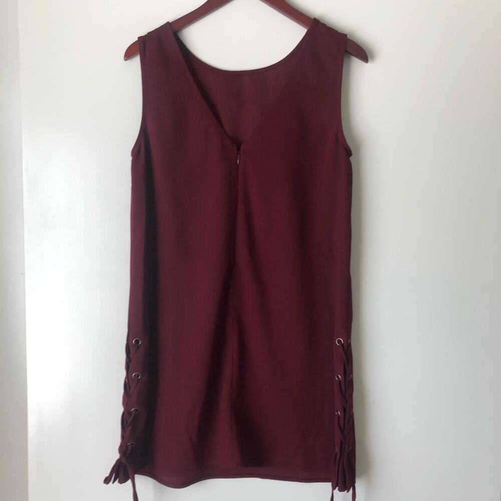 Cupcakes & Cashmere Burgundy Shift Dress Sleeveless Wine Red Purple Size Small - Picture 5 of 8
